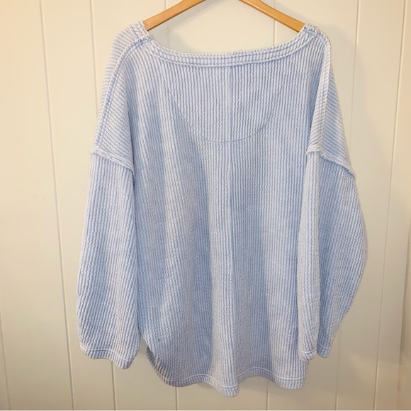 Free people Easy V sweatshirt Light Blue - Picture 5 of 6